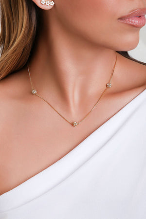 Gargantilha Bola com Zircônia Cristal Banhado a Ouro 18K - 40 cm