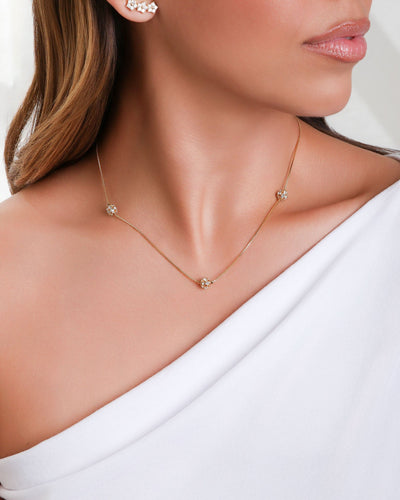 Colar Bola com Zircônia Cristal Banhado a Ouro 18K - 40 cm