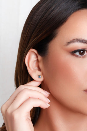 Conjunto Turquesa Cravejado Banhado a Ouro 18K