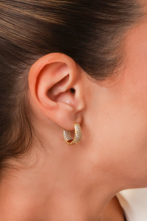 Brinco Argola Cravejada Cristal 1.6 cm Banhado a Ouro 18K