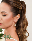 Brinco Argola Cravejada com Pérola Gota Banhado a Ouro 18K
