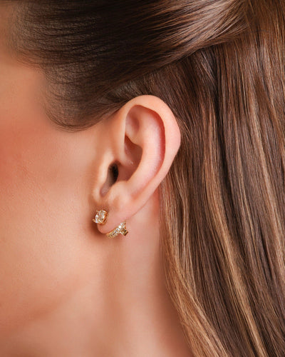 Brinco Ponto de Luz 6 mm Dois em Um Banhado a Ouro 18K