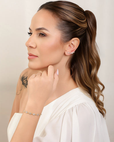 Brinco Ear Cuff Cristal Banhado a Ouro 18K