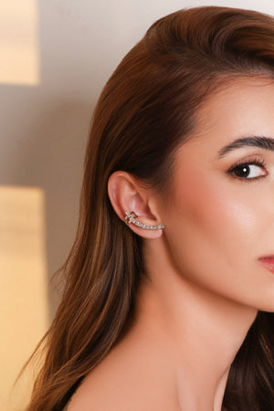 Brinco Ear Cuff Cristal Ródio Branco