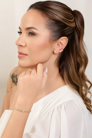 Pulseira Quadrados Cristais Banhado a Ouro 18K