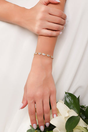 Pulseira Quadrados Cristais Banhado a Ouro 18K