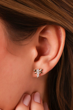Brinco Abelha Cristal Banhado a Ouro 18K