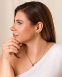 Brinco Argola Detalhada Cristal Colorida Banhado a Ouro 18K