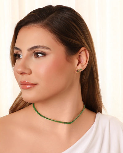 Choker Cristal Esmeralda Banhado a Ouro 18K - 36 cm