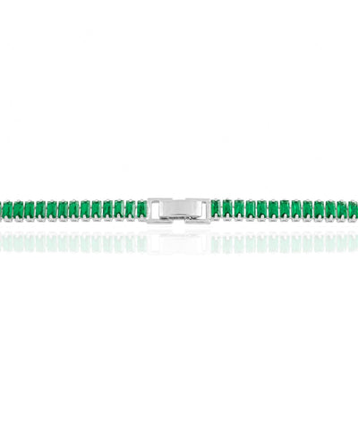 Choker Cristal Esmeralda Ródio Branco - 36 cm