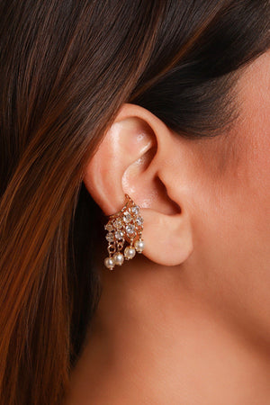 Piercing Fake Cravejado com Pérolas Banhado a Ouro 18K