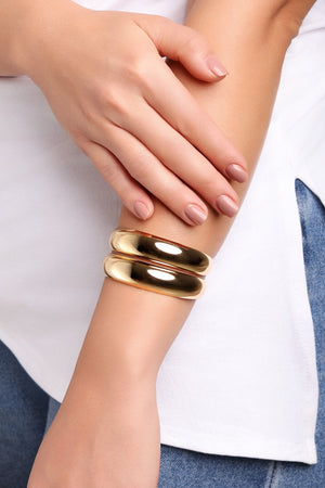 Bracelete Duas Peças Lisas Banhado a Ouro 18K