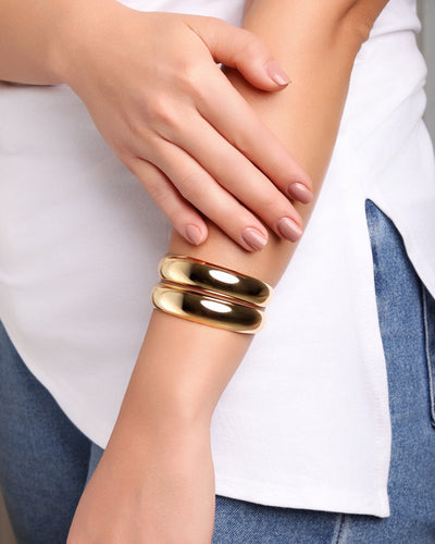 Bracelete Duas Peças Lisas Banhado a Ouro 18K