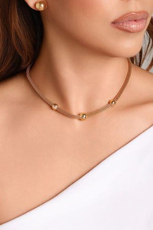 Choker Detralhada com Bolas Banhado a Ouro 18K