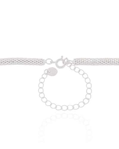 Choker Detalhada com Bolas Ródio Branco - 37 cm