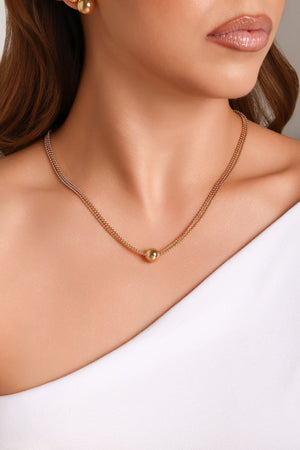 Gargantilhas com Bola Central Banhado a Ouro 18K - 45 cm