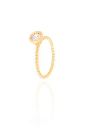 Anel Zircônia Cristal Tamanho 22 Banhado a Ouro 18K
