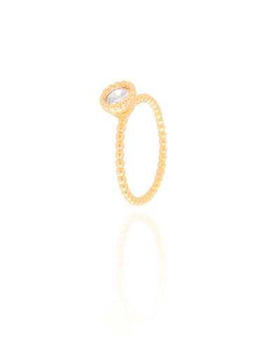Anel Zircônia Cristal Tamanho 22 Banhado a Ouro 18K