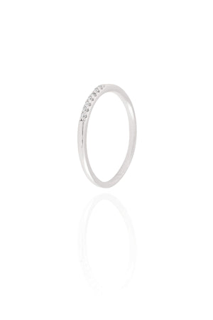 Anel Liso Cravejado Cristal Tamanho 18 Ródio Branco