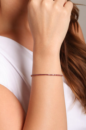 Pulseira Rivieira Safira Rosa 2 mm Maleável