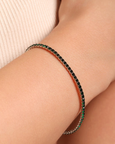 Pulseira Rivieira Esmeralda 2 mm Ajustável