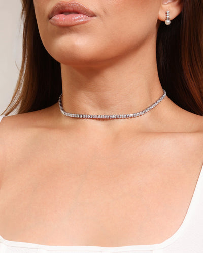 Choker Riviera Quadrada Cristal 4 mm - 33 cm