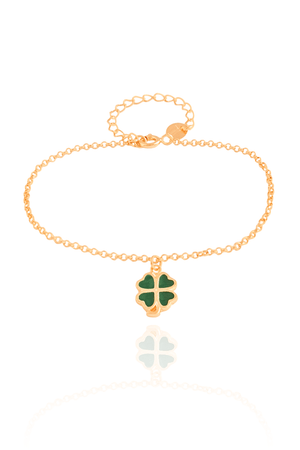 Pulseira Elo Português Trevo Copa Cristal Verde
