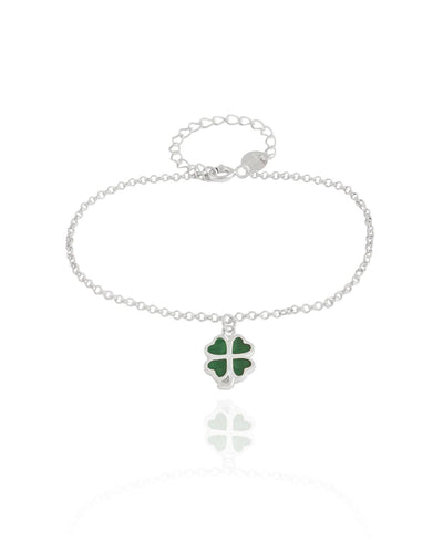 Pulseira Elo Português Trevo Copa Cristal Verde