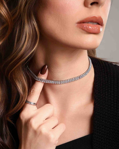 Choker Riviera Baguete Cristal - 33 cm