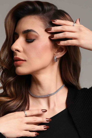 Brinco Argola Baguete Cravejada Cristal