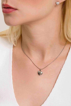 Gargantilha Veneziana Pingente Coração Liso Detalhe Cravejado Cristal