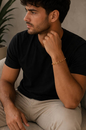 Pulseira Masculina Elos Retangular Alongado