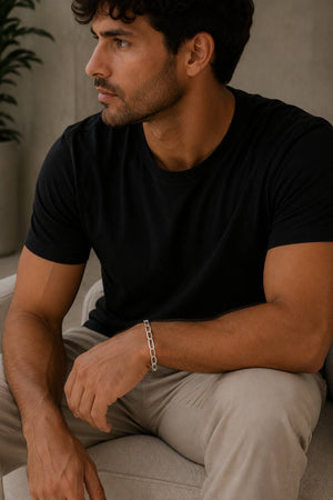 Pulseira Masculina Elos Retangular Alongado