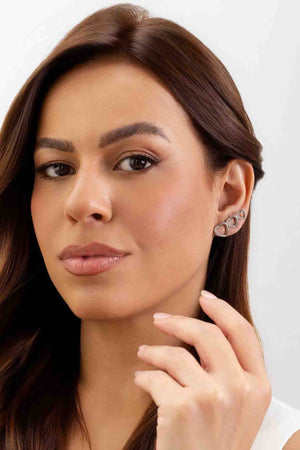 Ear Cuff Três Corações Lisos e Cravejados Cristal