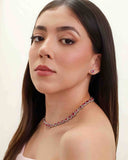 Conjunto Colar Riviera Mix Rubi Cravejado Cristal com Fecho Italiano - 40 cm