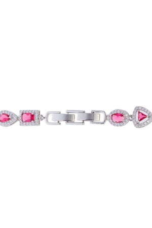 Conjunto Colar Riviera Mix Rubi Cravejado Cristal com Fecho Italiano - 40 cm
