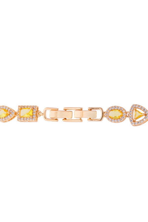 Conjunto Colar Riviera Mix Citrino Cravejado Cristal com Fecho Italiano - 40 cm