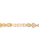 Conjunto Colar Riviera Mix Citrino Cravejado Cristal com Fecho Italiano - 40 cm