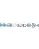 Conjunto Colar Riviera Mix Água Marinha Cravejado Cristal com Fecho Italiano - 40 cm