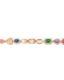 Conjunto Colar Riviera Mix Pedras Coloridas Cravejado Cristal com Fecho Italiano - 40 cm