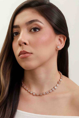 Conjunto Colar Riviera Mix Cravejado Cristal com Fecho Italiano - 40 cm