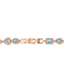 Conjunto Colar Riviera Mix Azul Sky Cravejado Cristal com Fecho Italiano - 40 cm