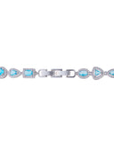 Conjunto Colar Riviera Mix Azul Sky Cravejado Cristal com Fecho Italiano - 40 cm