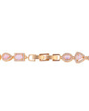 Conjunto Colar Riviera Mix Quartzo Rosa Cravejado Cristal com Fecho Italiano - 40 cm