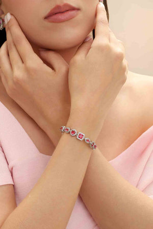 Pulseira Riviera Mix Rubi Cravejada Cristal com Fecho Italiano