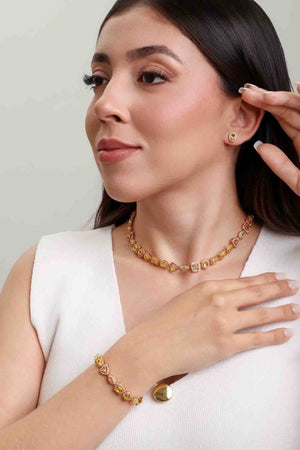 Pulseira Riviera Mix Citrino Cravejada Cristal com Fecho Italiano