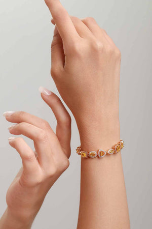 Pulseira Riviera Mix Citrino Cravejada Cristal com Fecho Italiano