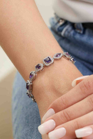 Pulseira Riviera Mix Safira Azul Cravejada Cristal com Fecho Italiano