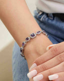 Pulseira Riviera Mix Safira Azul Cravejada Cristal com Fecho Italiano