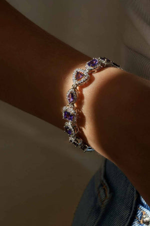 Pulseira Riviera Mix Safira Azul Cravejada Cristal com Fecho Italiano